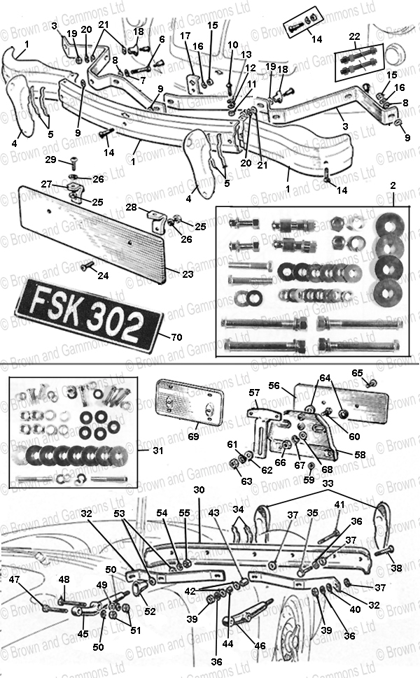 Image for Front & Rear Bumpers. Number Plate & Fittings