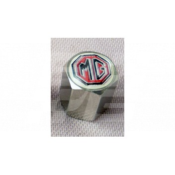 Image for MG Valve cap chrome Black-Red