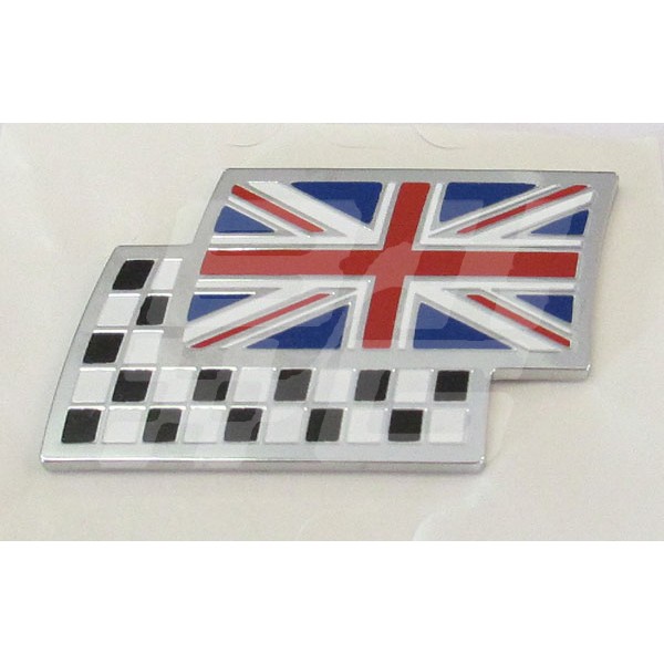 Image for Union Jack & Chequered Flag Badge Rover MGF Self Adhesive